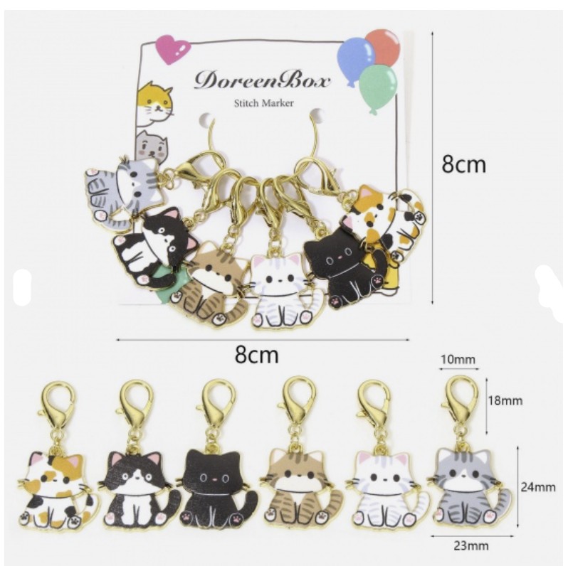 Silmukkamerkit Kissat 6kpl - Image 2