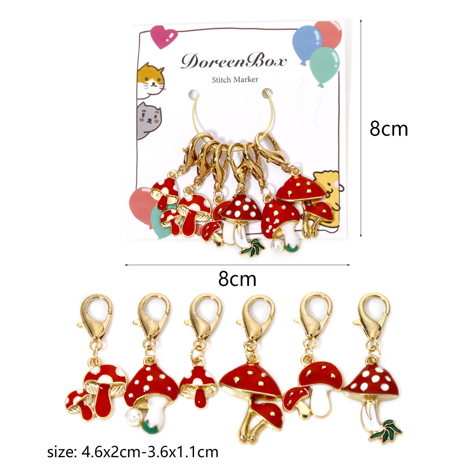 Silmukkamerkit Sienet 6kpl - Image 2