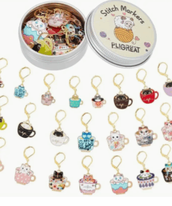 Emaloidut silmukkamerkit metallirasiassa 22kpl