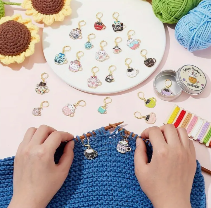 Emaloidut silmukkamerkit metallirasiassa 22kpl - Image 4